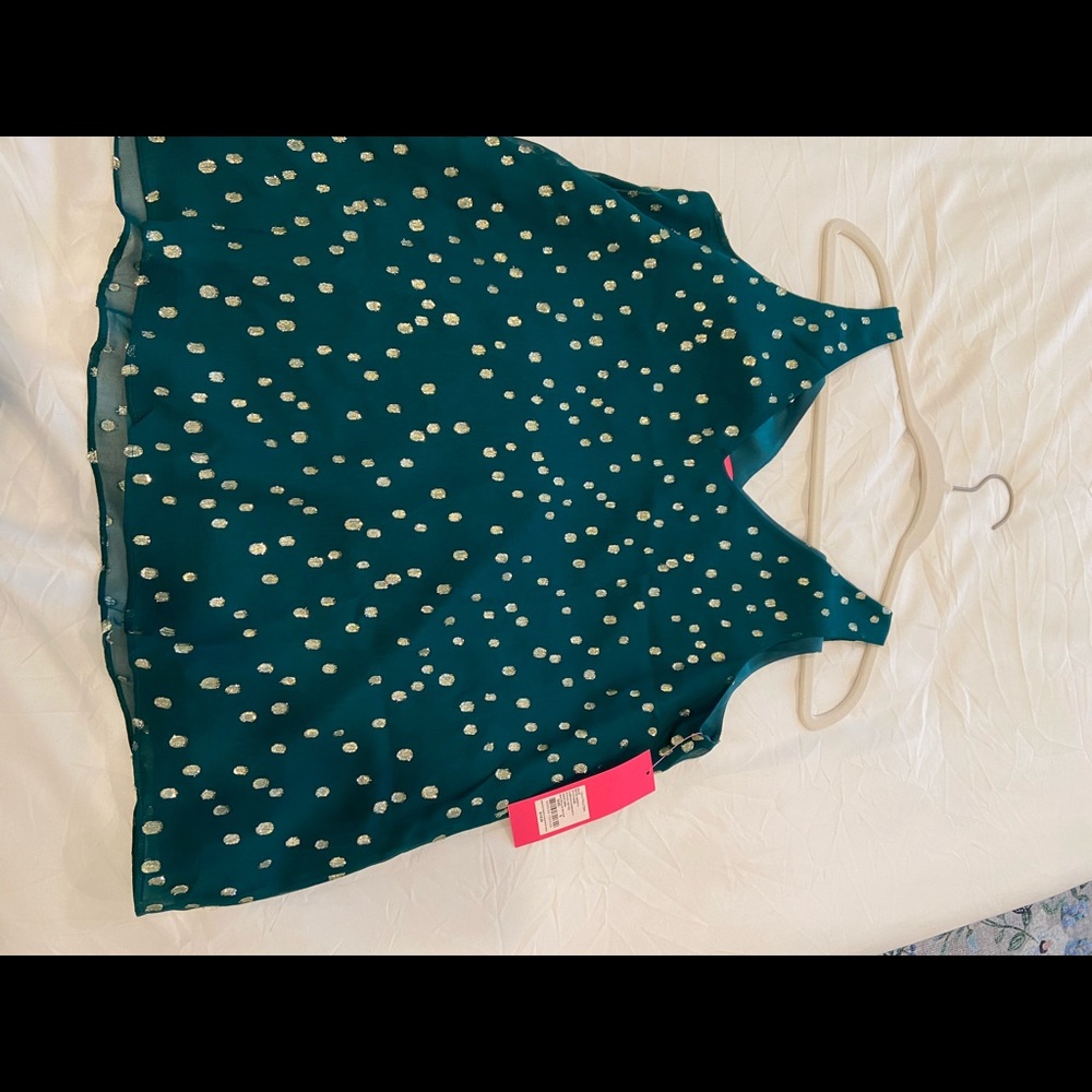 Lilly Pulitzer Florin Silk sleeveless tank in spruce green